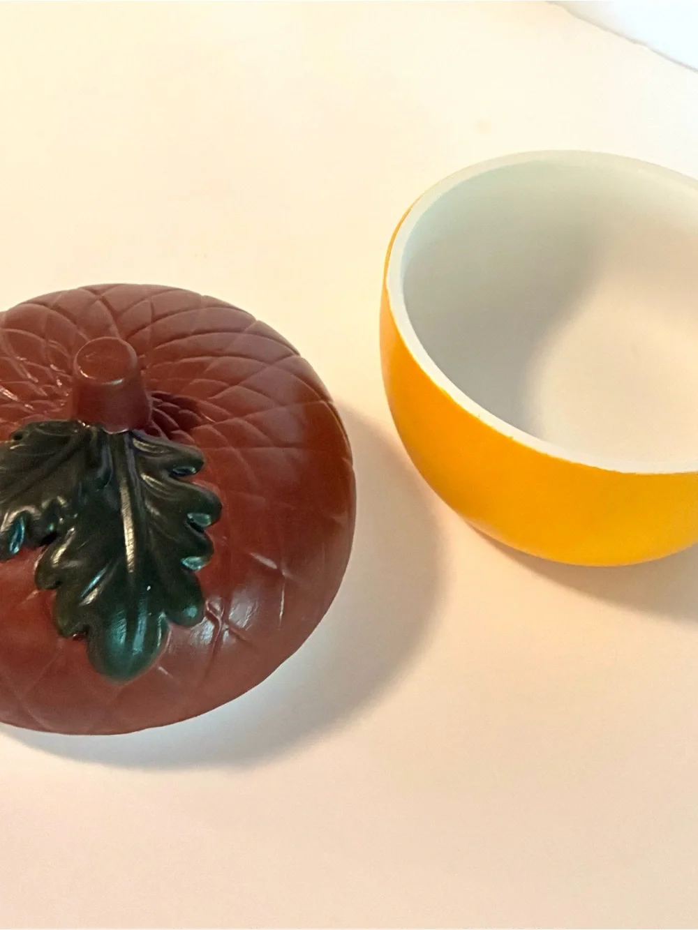 Ceramic Acorn Jar-Yellow, Brown, Green